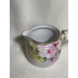 Nippon Pre War Japan Creamer; pink roses, gold trim